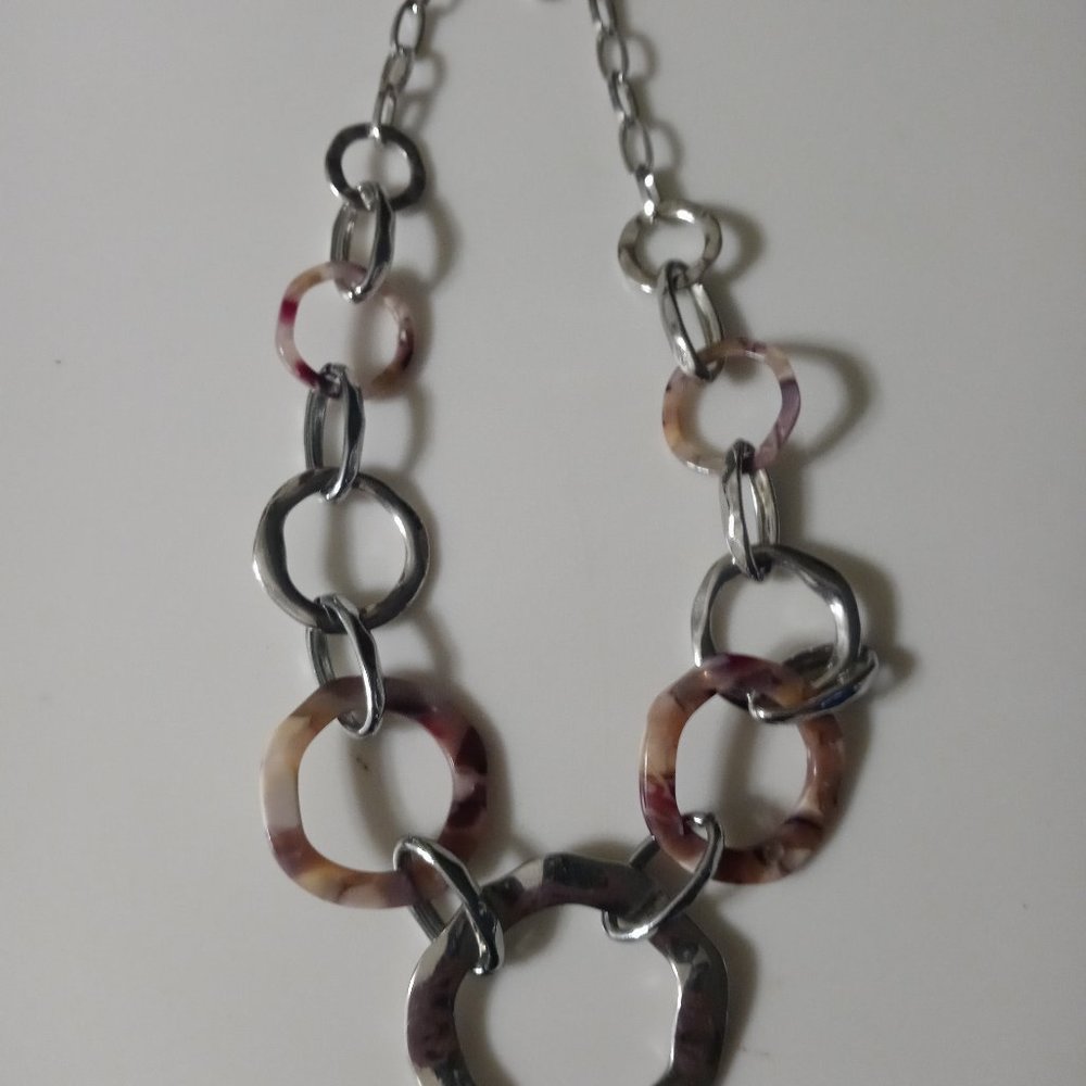 Vintage C 1946 chunky silver tone necklace